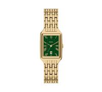 Quarzuhr FOSSIL "RAQUEL", gold (gelbgoldfarben, grün), Armbanduhren, Damen, Quarzuhr, Armbanduhr, Damenuhr, Edelstahlarmband, analog, Tag (55927967-0) gelbgoldfarben, grün