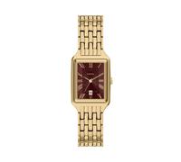 Quarzuhr FOSSIL "Raquel", gold (gelbgoldfarben, rot), Armbanduhren, Damen, Quarzuhr, Armbanduhr, Edelstahlarmband, analog, Tag (42262745-0) gelbgoldfarben, rot