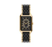 Quarzuhr FOSSIL "Raquel", gold (schwarz, gelbgoldfarben), Armbanduhren, Damen, Quarzuhr, Armbanduhr, analog, Tag, Glassteine (51111115-0) schwarz, gelbgoldfarben