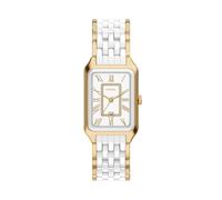 Quarzuhr FOSSIL "Raquel", gold (weiß, gelbgoldfarben), Armbanduhren, Damen, Quarzuhr, Armbanduhr, analog, Tag, Glassteine (85789465-0) weiß, gelbgoldfarben