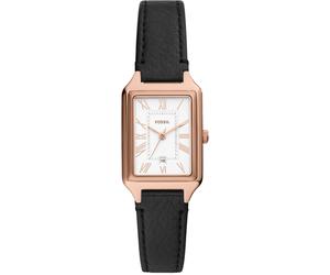 Quarzuhr FOSSIL "RAQUEL", rosa (schwarz, weiß), Armbanduhren, Damen, Quarzuhr, Armbanduhr, Damenuhr, Datum, Lederarmband (97939611-0) schwarz, weiß