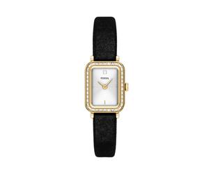 Quarzuhr FOSSIL "Raquel", schwarz, goldfarben, Armbanduhren, Damen, Quarzuhr, Armbanduhr, Damenuhr, analog, Glassteine (94717952-0) schwarz, goldfarben