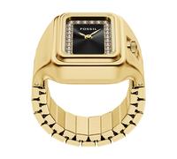 Quarzuhr FOSSIL "RAQUEL WATCH RING", gelbgoldfarben, schwarz, Armbanduhren, Damen, Quarzuhr, Armbanduhr, Damenuhr, Edelstahlarmband, analog, Glassteine (21662765-0) gelbgoldfarben, schwarz