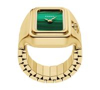 Quarzuhr FOSSIL "RAQUEL WATCH RING", gold (gelbgoldfarben, grün), Armbanduhren, Damen, Quarzuhr, Armbanduhr, Damenuhr, Edelstahlarmband, analog (89316930-0) gelbgoldfarben, grün