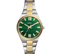 Quarzuhr FOSSIL "SCARLETTE", silber (silberfarben, goldfarben, grün), Armbanduhren, Damen, Quarzuhr, Armbanduhr, Damenuhr, analog, Edelstahlarmband (93605353-0) silberfarben, goldfarben, grün