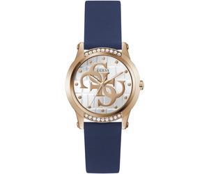 Quarzuhr GUESS "ANNETTE", blau (dunkelblau), Armbanduhren, Damen, Quarzuhr, Armbanduhr, Damenuhr, Silikonarmband (94966365-0) dunkelblau
