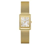 Quarzuhr GUESS "BONNET", goldfarben, weiß, goldfarben, Armbanduhren, Damen, Quarzuhr, Armbanduhr, Damenuhr, Edelstahlarmband, analog (38252616-0) goldfarben, weiß, goldfarben