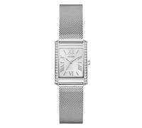 Quarzuhr GUESS "BONNET", silberfarben, weiß, Armbanduhren, Damen, Quarzuhr, Armbanduhr, Damenuhr, Edelstahlarmband, analog (28184364-0) silberfarben, weiß