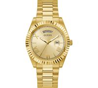Quarzuhr GUESS "CONNOISSEUR", gold (goldfarben, goldfarben), Armbanduhren, Damen, Quarzuhr, Armbanduhr, Herrenuhr, Datum, Wochentag, Edelstahlarmband (50878354-0) goldfarben, goldfarben