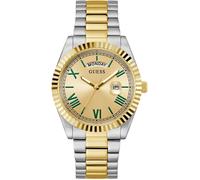 Quarzuhr GUESS "CONNOISSEUR", gold (silbergoldfarben), Armbanduhren, Herren, Quarzuhr, Armbanduhr, Herrenuhr, Datum, Wochentag, Edelstahlarmband (88951800-0) silbergoldfarben