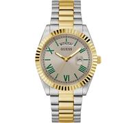 Quarzuhr GUESS "CONNOISSEUR", silber (silberfarben, goldfarben), Armbanduhren, Kinder, Quarzuhr, Armbanduhr, Herrenuhr, Datum, Wochentag, Edelstahlarmband (18008104-0) silberfarben, goldfarben