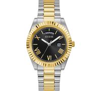 Quarzuhr GUESS "CONNOISSEUR", silber (silberfarben, goldfarben, schwarz), Armbanduhren, Herren, Quarzuhr, Armbanduhr, Herrenuhr, Datum, Wochentag, Edelstahlarmband (75012032-0) silberfarben, goldfarbe