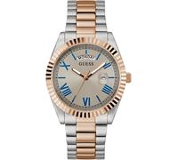 Quarzuhr GUESS "CONNOISSEUR", silber (silberfarben, roségoldfarben), Armbanduhren, Herren, Quarzuhr, Armbanduhr, Herrenuhr, Datum, Wochentag, Edelstahlarmband (79283153-0)