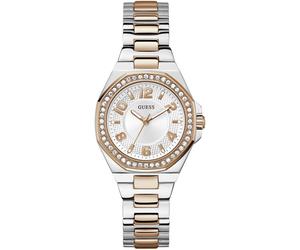 Quarzuhr GUESS "CONTESSA", silber (silberfarben, roségoldfarben), Armbanduhren, Damen, Quarzuhr, Armbanduhr, Damenuhr, Edelstahlarmband (22740637-0) silberfarben, roségoldfarben