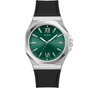 Quarzuhr GUESS "EMPEROR", schwarz (schwarz, grün), Armbanduhren, Herren, Quarzuhr, Armbanduhr, Herrenuhr, Silikonarmband, Geschenkidee, analog (25701036-0)