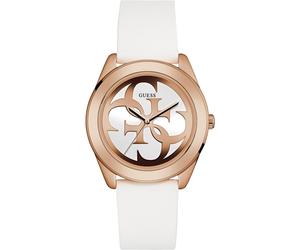 Quarzuhr GUESS "G TWIST", weiß, Armbanduhren, Damen, Quarzuhr, Armbanduhr, Damenuhr, analog, Silikonarmband (71559534-0) weiß