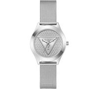 Quarzuhr GUESS "GLITZ PLAQUE", silber (silberfarben), Armbanduhren, Damen, Quarzuhr, Armbanduhr, Damenuhr, Edelstahlarmband, Mineralglas, analog (31575657-0) silberfarben