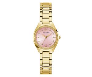 Quarzuhr GUESS "GUESS-CHARLOTTE", goldfarben, Armbanduhren, Damen, Quarzuhr, Armbanduhr, Damenuhr, Edelstahlarmband, analog (91322656-0) goldfarben