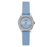 Quarzuhr GUESS "GUESS-MINI LUNA GLITZ", blau, Armbanduhren, Damen, Quarzuhr, Armbanduhr, Damenuhr, Silikonarmband, analog (63499000-0) blau