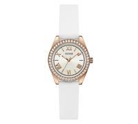 Quarzuhr GUESS "GUESS-MINI LUNA GLITZ", weiß, Armbanduhren, Damen, Quarzuhr, Armbanduhr, Damenuhr, Silikonarmband, analog (10391424-0) weiß