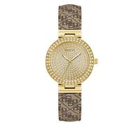 Quarzuhr GUESS "IVY", braun (beige, braun), Armbanduhren, Damen, Quarzuhr, Armbanduhr, Damenuhr, Lederarmband, Kristallsteine (55495807-0) beige, braun