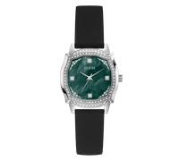 Quarzuhr GUESS "LIV", schwarz (schwarz, perlmuttfarben, grün), Armbanduhren, Damen, Quarzuhr, Armbanduhr, Damenuhr, Silikonarmband, Kristallsteine (64956125-0) schwarz, perlmuttfarben, grün