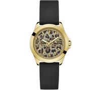 Quarzuhr GUESS "MENAGERIE", schwarz, Armbanduhren, Damen, Quarzuhr, Armbanduhr, Damenuhr, Silikonarmband, Mineralglas, analog (93333614-0) schwarz