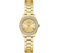 Quarzuhr GUESS "MINI LUNA", gold (goldfarben), Armbanduhren, Damen, Quarzuhr, Armbanduhr, Damenuhr, Edelstahlarmband, analog, Kristallsteine (79051537-0) goldfarben