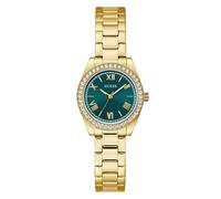 Quarzuhr GUESS "MINI LUNA", goldfarben, grün, Armbanduhren, Damen, Quarzuhr, Armbanduhr, Damenuhr, Edelstahlarmband, analog (41055032-0) goldfarben, grün