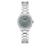 Quarzuhr GUESS "MINI LUNA", silber (silberfarben, blau), Armbanduhren, Damen, Quarzuhr, Armbanduhr, Damenuhr, Edelstahlarmband, analog (16993322-0) silberfarben, blau