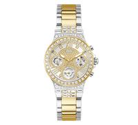 Quarzuhr GUESS "MOONLIGHT", silber (silberfarben, goldfarben), Armbanduhren, Damen, Quarzuhr, Armbanduhr, Damenuhr, Edelstahlarmband, Kristallglas (60490157-0) silberfarben, goldfarben