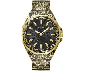 Quarzuhr GUESS "ROAR", gold (goldfarben, schwarz), Armbanduhren, Herren, Quarzuhr, Armbanduhr, Herrenuhr (67398455-0) goldfarben, schwarz