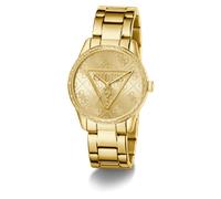 Quarzuhr GUESS "ROXY", gold (goldfarben), Armbanduhren, Damen, Quarzuhr, Armbanduhr, Damenuhr, Edelstahlarmband, Kristallglas (45081153-0) goldfarben