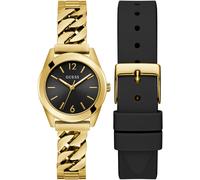 Quarzuhr GUESS "SERENA", goldfarben, schwarz, Armbanduhren, Damen, Quarzuhr, Armbanduhr, Damenuhr, Edelstahlarmband, ideal auch als Geschenk (59175514-0) goldfarben, schwarz