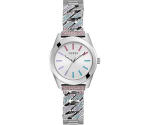 Quarzuhr GUESS "SERENA", silber (silberfarben), Armbanduhren, Damen, Quarzuhr, Armbanduhr, Damenuhr (41261006-0) silberfarben
