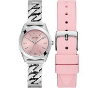 Quarzuhr GUESS "SERENA", silber (silberfarben, rosa), Armbanduhren, Damen, Quarzuhr, Armbanduhr, Damenuhr, Edelstahlarmband, Geschenkidee (38450161-0) silberfarben, rosa