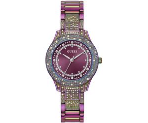 Quarzuhr GUESS "SHOOTING STAR", bunt, Armbanduhren, Damen, Quarzuhr, Armbanduhr, Damenuhr, Kristallsteine, Mineralglas, Edelstahlarmband (42987946-0) bunt