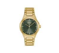 Quarzuhr HUGO "LIT", gold (goldfarben, grün), Armbanduhren, Herren, Quarzuhr, Armbanduhr, Herrenuhr, Edelstahlarmband, analog (46478725-0) goldfarben, grün