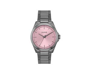 Quarzuhr HUGO "SEAM", rosa (grau, pink), Armbanduhren, Herren, Quarzuhr, Armbanduhr, Herrenuhr, Edelstahlarmband, analog (25956327-0) grau, pink