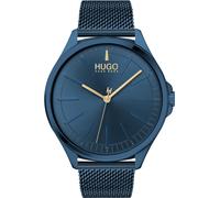 Quarzuhr HUGO "SMASH", blau, Armbanduhren, Damen, Quarzuhr, Armbanduhr, Herrenuhr, Mineralglas, Edelstahlarmband (95648749-0) blau