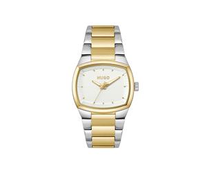 Quarzuhr HUGO "TELLY", gold (silberfarben, goldfarben), Armbanduhren, Herren, Quarzuhr, Armbanduhr, Herrenuhr, Edelstahlarmband, analog (69671925-0) silberfarben, goldfarben