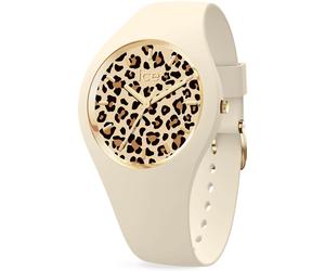 Quarzuhr ICE-WATCH "ICE leopard - Small - 3H", beige, Armbanduhren, Damen, Quarzuhr, Armbanduhr, Damenuhr, Silikonarmband, Wasserdicht bis 10 bar, analog (48561545-0) beige