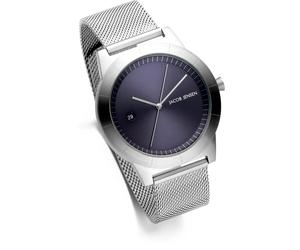 Quarzuhr JACOB JENSEN "Ascent", lila (silberfarben), Armbanduhren, Herren, Quarzuhr, Armbanduhr, Herrenuhr, Edelstahlarmband, analog, Tag (24795740-0) silberfarben