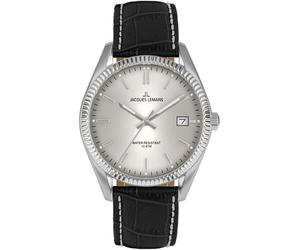 Quarzuhr JACQUES LEMANS "Derby", schwarz, Armbanduhren, Damen, Quarzuhr, Armbanduhr, Damenuhr, analog, Datum, Lederarmband (42604209-0) schwarz