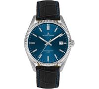 Quarzuhr JACQUES LEMANS "Derby", schwarz (schwarz, dunkelblau), Armbanduhren, Damen, Quarzuhr, Armbanduhr, Damenuhr, analog, Datum, Lederarmband (14810938-0) schwarz, dunkelblau