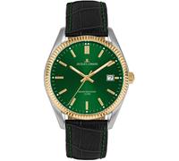 Quarzuhr JACQUES LEMANS "Derby", schwarz (schwarz, grün), Armbanduhren, Damen, Quarzuhr, Armbanduhr, Damenuhr, analog, Datum, Lederarmband (97603624-0) schwarz, grün