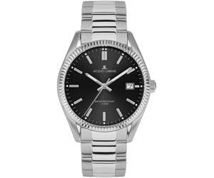 Quarzuhr JACQUES LEMANS "Derby", silber (silberfarben, schwarz), Armbanduhren, Damen, Quarzuhr, Armbanduhr,Herrenuhr,Damenuhr,Edelstahlarmband,bis 10 bar wasserd. (83386663-0) silberfarben, schwarz