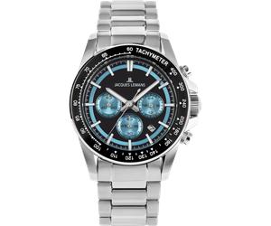 Quarzuhr JACQUES LEMANS "Liverpool", silberfarben, hellblau, Armbanduhren, Herren, Quarzuhr, Armbanduhr, Herrenuhr, Edelstahlarmband, analog, Tag, Stoppfunktion (63338710-0) silberfarben, hellblau