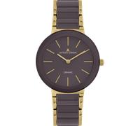 Quarzuhr JACQUES LEMANS "Monaco", braun (grau, grau, goldfarben), Armbanduhren, Damen, Quarzuhr, Armbanduhr, Damenuhr, Keramik, analog (68063922-0) grau, grau, goldfarben