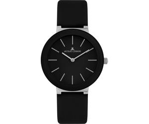 Quarzuhr JACQUES LEMANS "Monaco", schwarz (schwarz, silberfarben), Armbanduhren, Damen, Quarzuhr, Armbanduhr, Damenuhr, Crystexglas, Lederarmband (42312136-0) schwarz, silberfarben